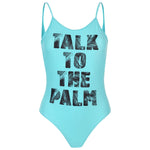 Scoop Back Slogan Swimsuit