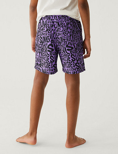 Slogan Printed Swim Shorts