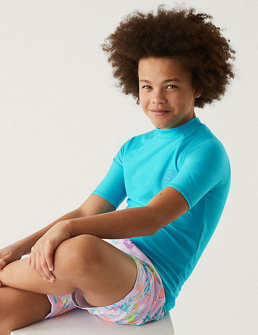 The Beach Company - Online swimwear store - Bright Aqua Short Sleeve Rash T-Shirt - Rash tshirt for boys - swimwear for young boys