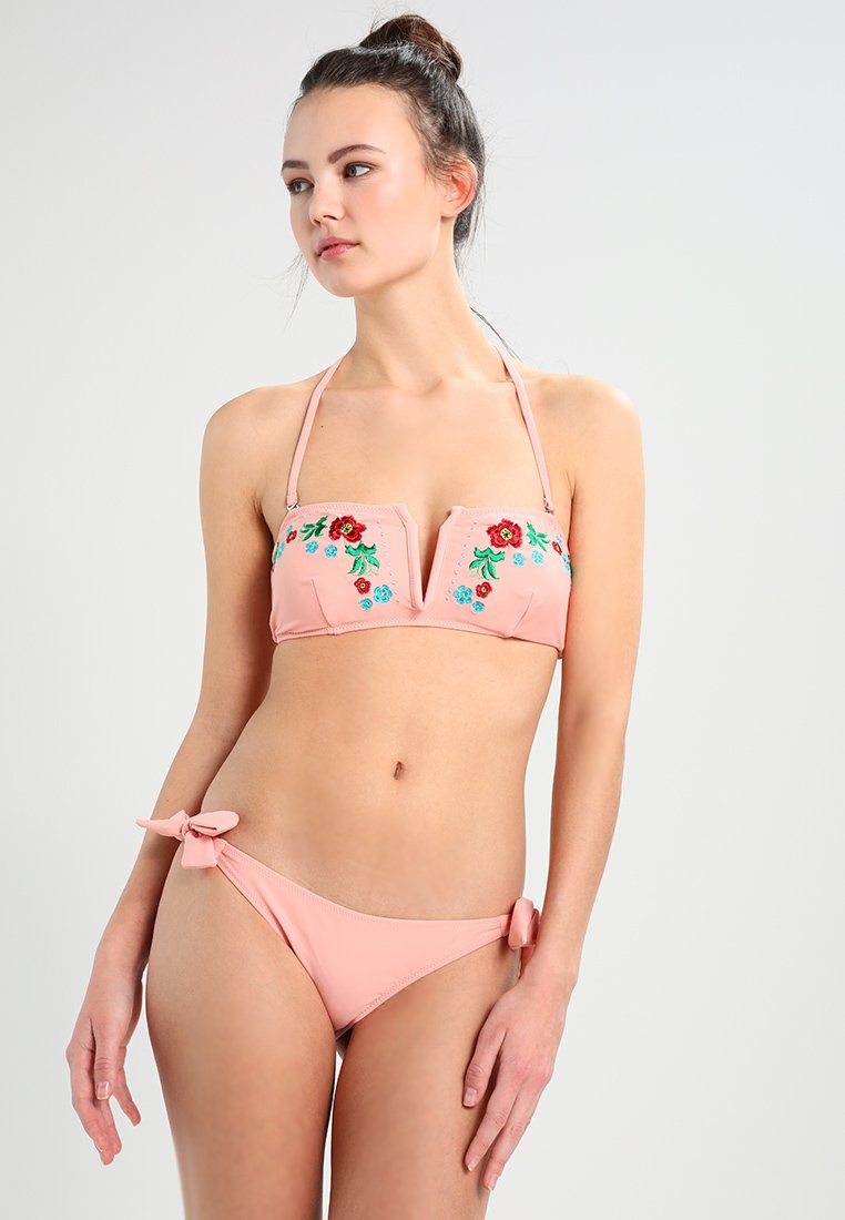 Floral Emb Bandeau Bikini Set