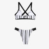 Triangle Rise Striped Bikini Set