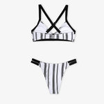 Triangle Plus Size Rise Striped Bikini Set