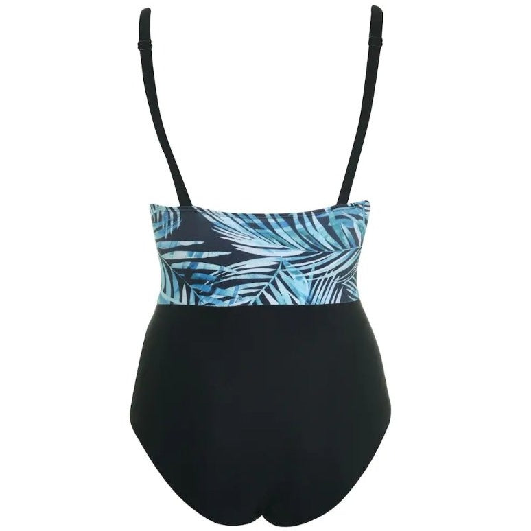 The Beach company India online - Tankini - Blue leaf print Tankini - Blue and black one piece - low back swimsuit - Adjustable strap swimsuit - sexy swimwear full coverage swimsuit 
