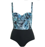 The Beach company India online - Tankini - Blue leaf print Tankini - Blue and black one piece - low back swimsuit - Adjustable strap swimsuit - sexy swimwear full coverage swimsuit 