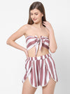 beachwear sets online india fashion cheap clothes online shopping bandeau front tie two piece red brown white striped sexy Beachwear party wear pool party beach side shop online India the beach company women dresses cute travel trip clothes cod free delivery maxi jumpsuit sarong made in India discount