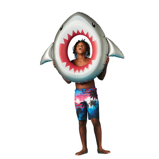 fancy pool floats for kids birthday parties online the beach company india - Shark print swimming pool float - inflatable pool ring