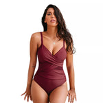 Brick Red Front Cutout Plus Size Swimsuit