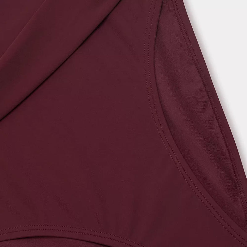 Brick Red Front Cutout Plus Size Swimsuit