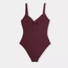 Brick Red Front Cutout Plus Size Swimsuit