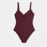 Brick Red Front Cutout Plus Size Swimsuit