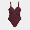 Brick Red Front Cutout Plus Size Swimsuit