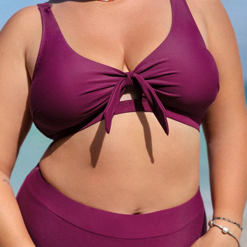 Bow Knot Plus Size High Waist Bikini Set