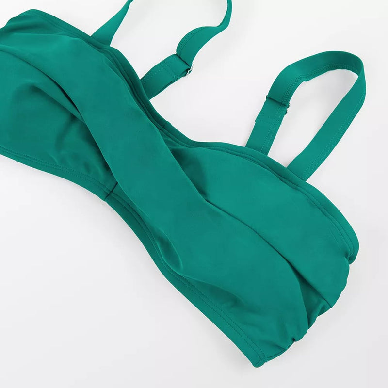 Emerald Crisscross Plus Size High Waist Bikini Set