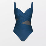 Nova Blue Mesh Wrap Front Cutout Swimsuit
