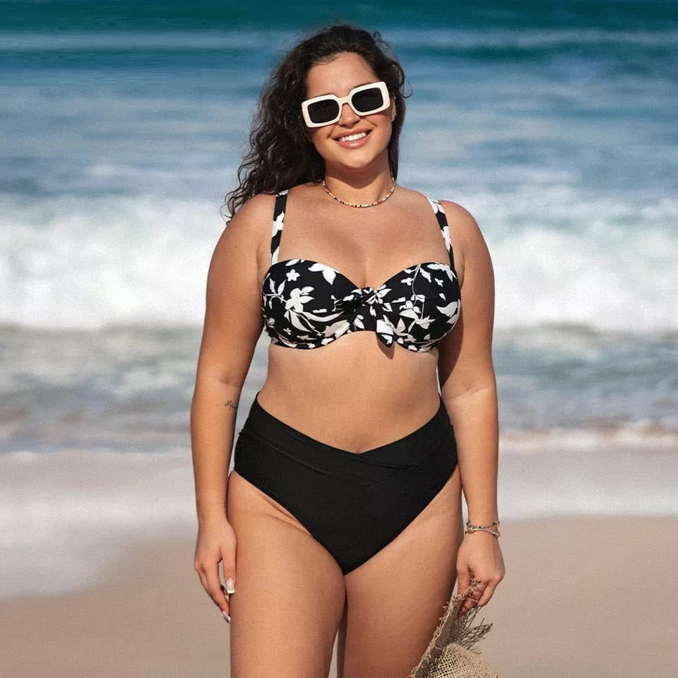 Retro Underwired Plus Size High Waist Bikini Set1