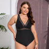 Plus Size V Neck Mesh Hollow Backless One-Piece