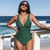 Scalloped Plunge One Piece Swimsuit