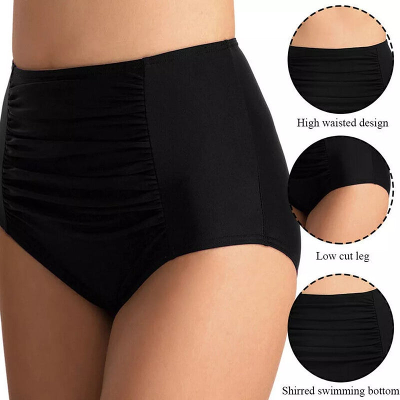 Center Ruched High Waist Bikini Bottom