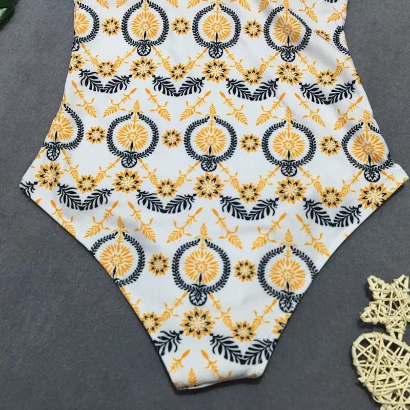 Baroque Print High Neck Swimsuit