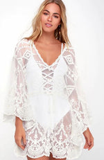 White Lace Dolman Sleeve Cover-Up
