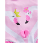 Baby Pink Swan Print Ruffle Swimsuit