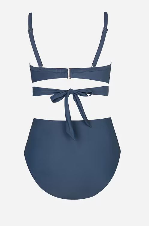 Plus Size Knotted Sash High Waist Bikini Set