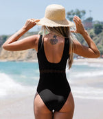 Black Mesh V-neck Monokini
