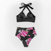Floral Black Plus Size High Waist Bikini Set