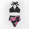 Floral Black High Waist Plus Size Bikini Set