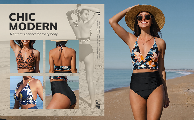 Plunge Halter Neck Bikini Set