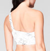 One Shoulder White Flower Bikini Set