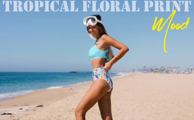 Floral print top high waisted bikini
