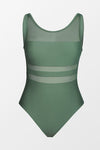 Fern Green Mesh Panel Scoop Back Swimsuit