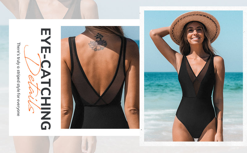 Mesh V-neck Backless One Piece