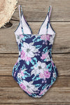 Vintage Floral Plunge V-Neck Swimsuit