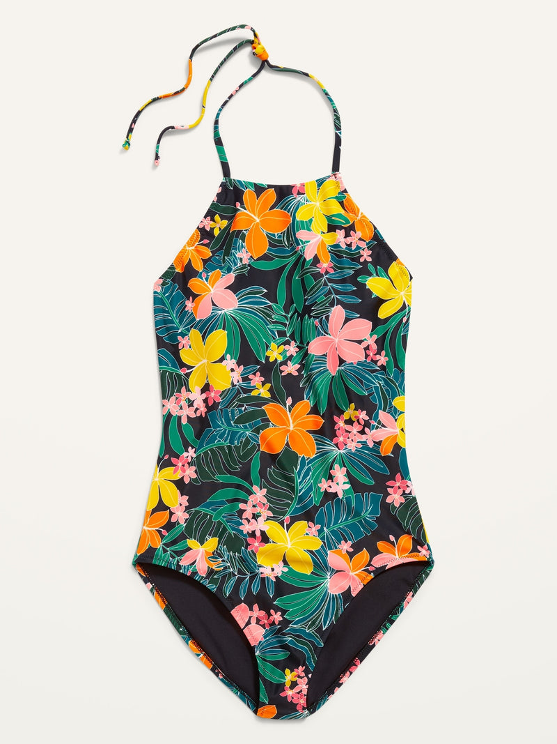 Tropic Thunder Printed One-Piece Halter Swimsuit