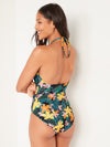 Tropic Thunder Printed One-Piece Halter Swimsuit