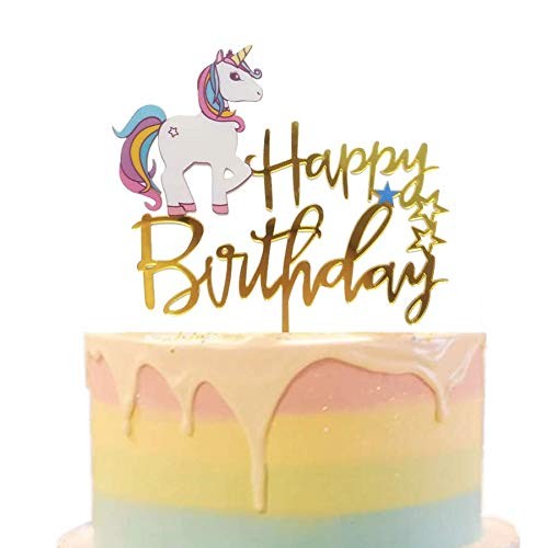 Unicorn Happy Birthday Acrylic Cake Décor/Topper