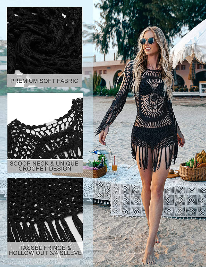 Fringe Trim Crochet Cover Up