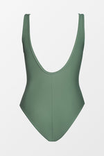 Fern Green Mesh Panel Scoop Back Swimsuit