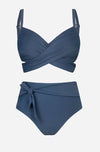 Plus Size Knotted Sash High Waist Bikini Set