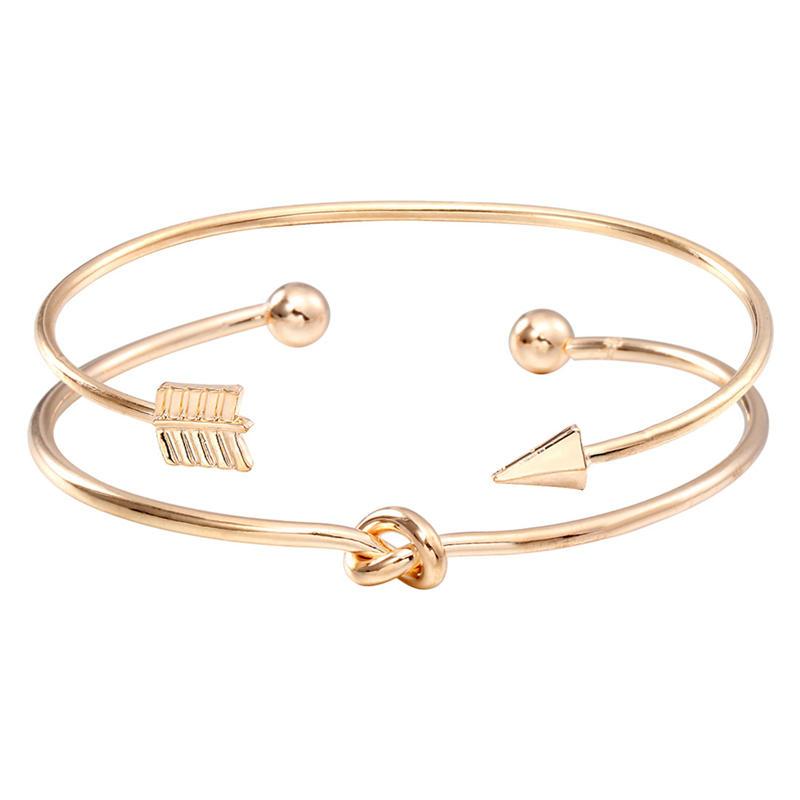 Knot & Arrow Cuff Bracelet Set