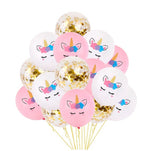 Magical Unicorn Confetti Latex Balloons (Pack of 15)