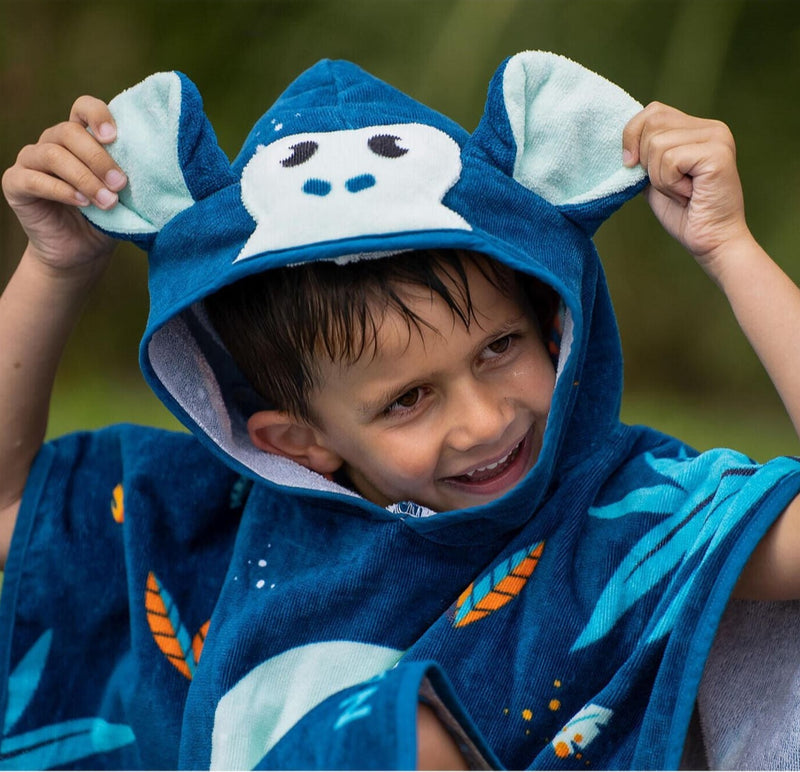 Kid's MONKEY Print Poncho With Hood
