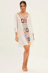 Contrast Crochet Batwing Cover Up