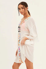 Contrast Crochet Batwing Cover Up