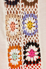 Contrast Crochet Batwing Cover Up