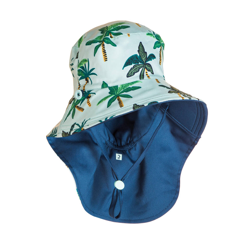 The Beach Company India - Buy fancy beach hats for kids - Baby Reversible UV Protection Hat Blue - Blue printed beach hat for babies