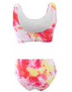 Scoop Neck Tie Dye High Waist Bikini Set