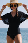 Mesh Butterfly Sleeve Swimsuit